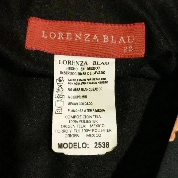 Lorenza Blau Size 28 black with blue orange green white floral pattern lined - Picture 6 of 6